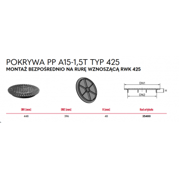 POKRYWA DO RUR KARB 425 PLASTIK